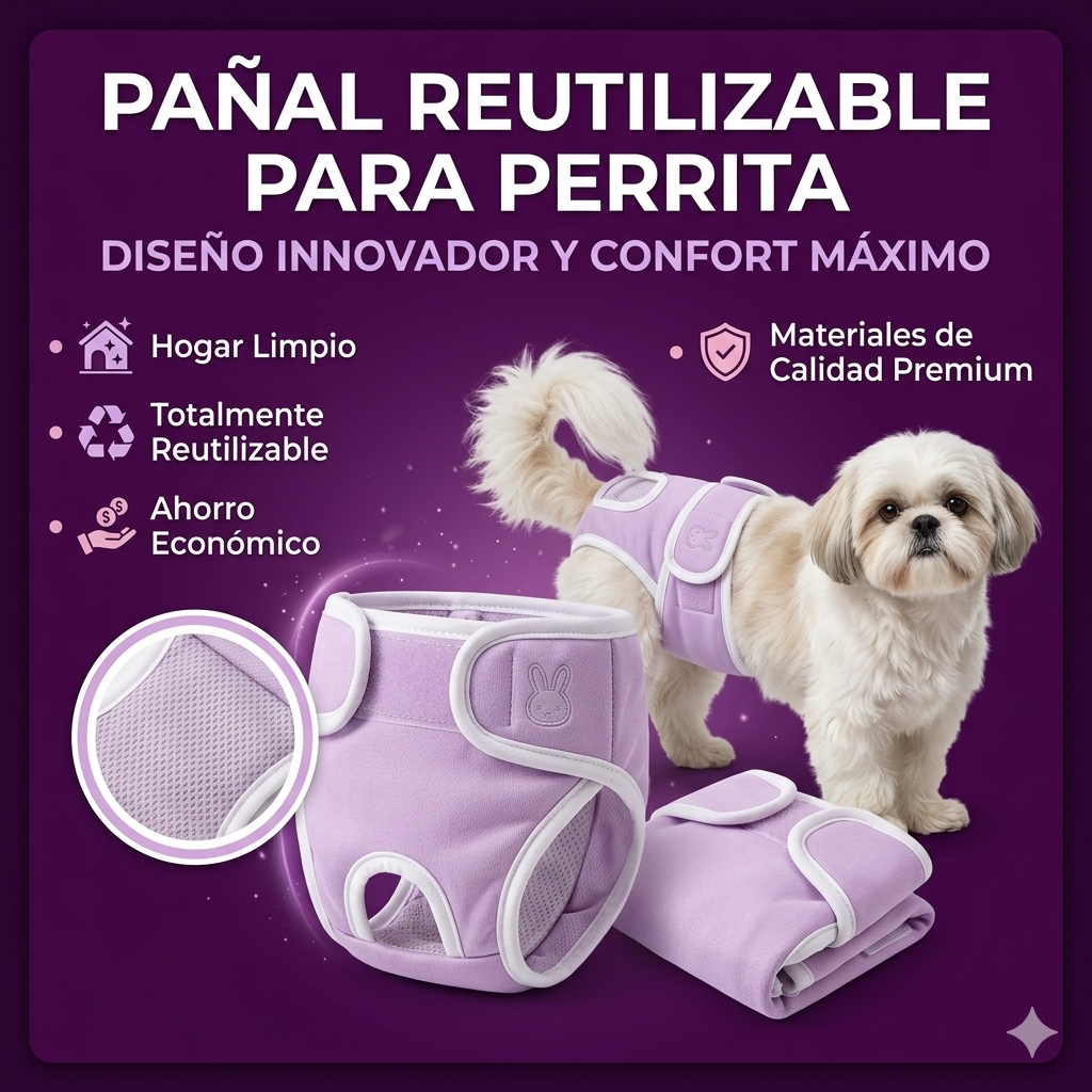 🐶 Pack x5 Pañales Reutilizables PetBloom® | Higiene y Comodidad para tu Perrita 💗